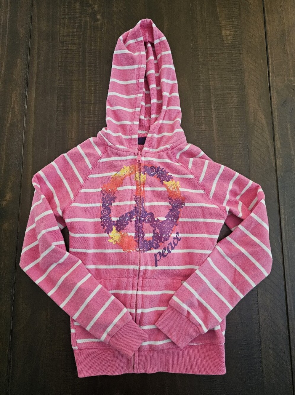 So JENNI Pink & White Striped Hoodie - Size M